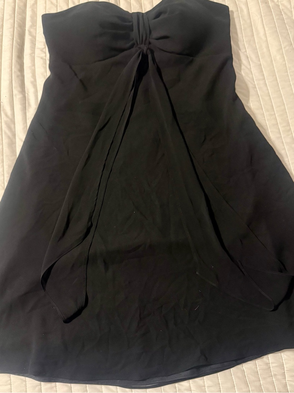 White House Black Market Strapless Black Tie-Front Cocktail Dress